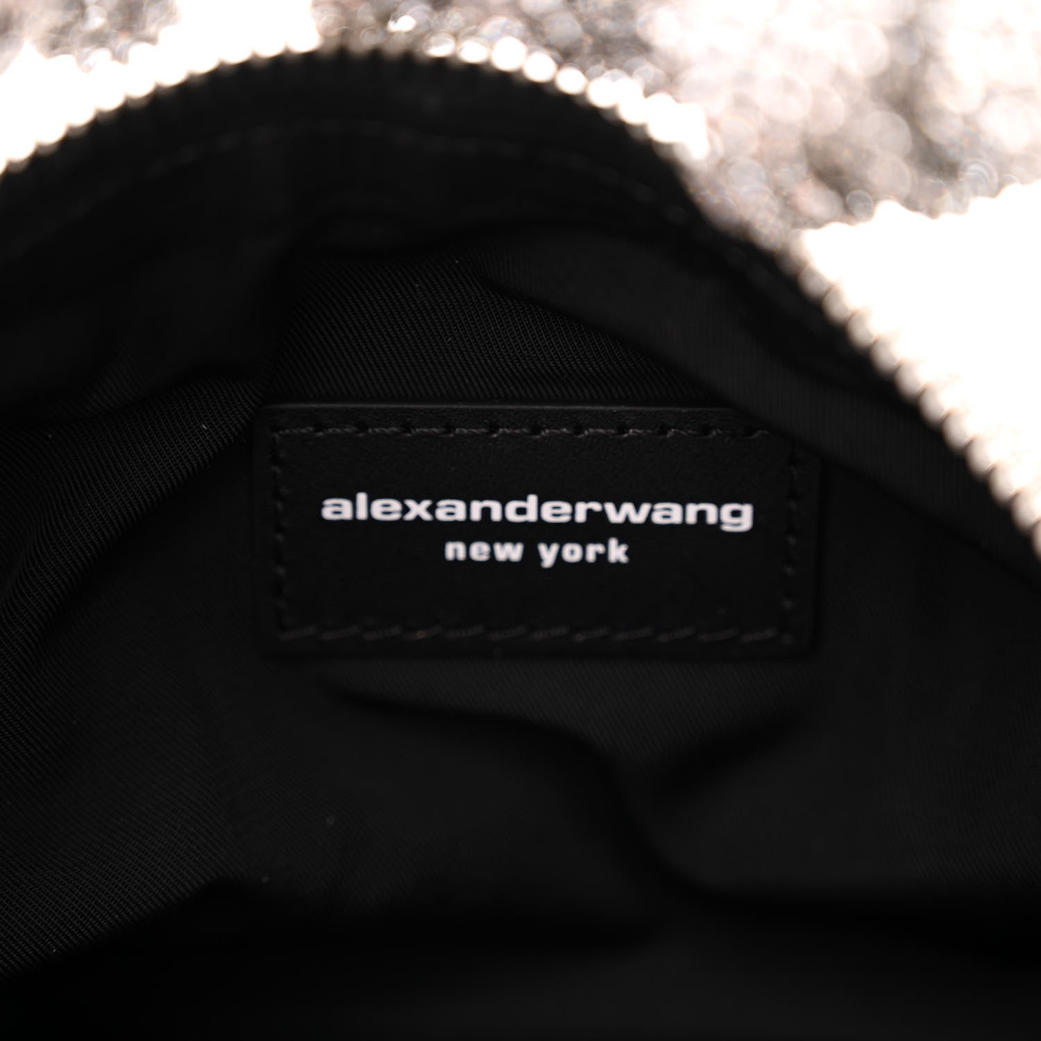 Alexander Wang Mesh Crystal Rhinestone Mini Scrunchie Clutch Black Silver 6 of 10