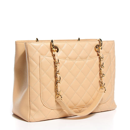 Chanel Caviar Quilted Grand Shopping Tote GST Beige Clair 3 of 7