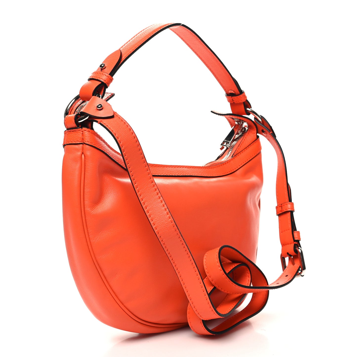 Calfskin Small Repeat Zip Hobo Orange