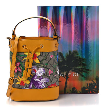 Gucci GG Supreme Monogram Flora Small Ophidia Bucket Bag Beige Multicolor Crop 10 of 10