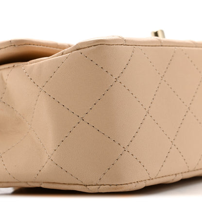 Chanel Lambskin Quilted Mini Rectangular Flap Beige 9 of 17