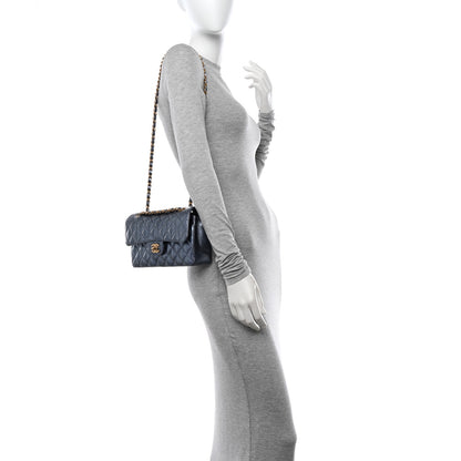 Chanel Metallic Lambskin Quilted Small Double Flap Blue 2 of 13