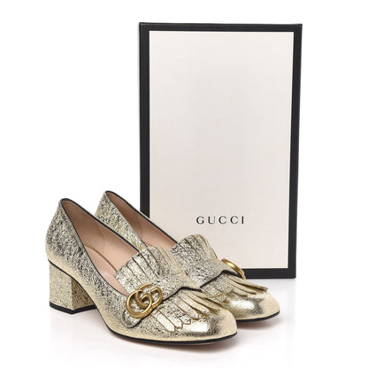 Gucci Galassia GG Marmont Fringe 50mm Loafer Pumps 40 Platino 9 of 9