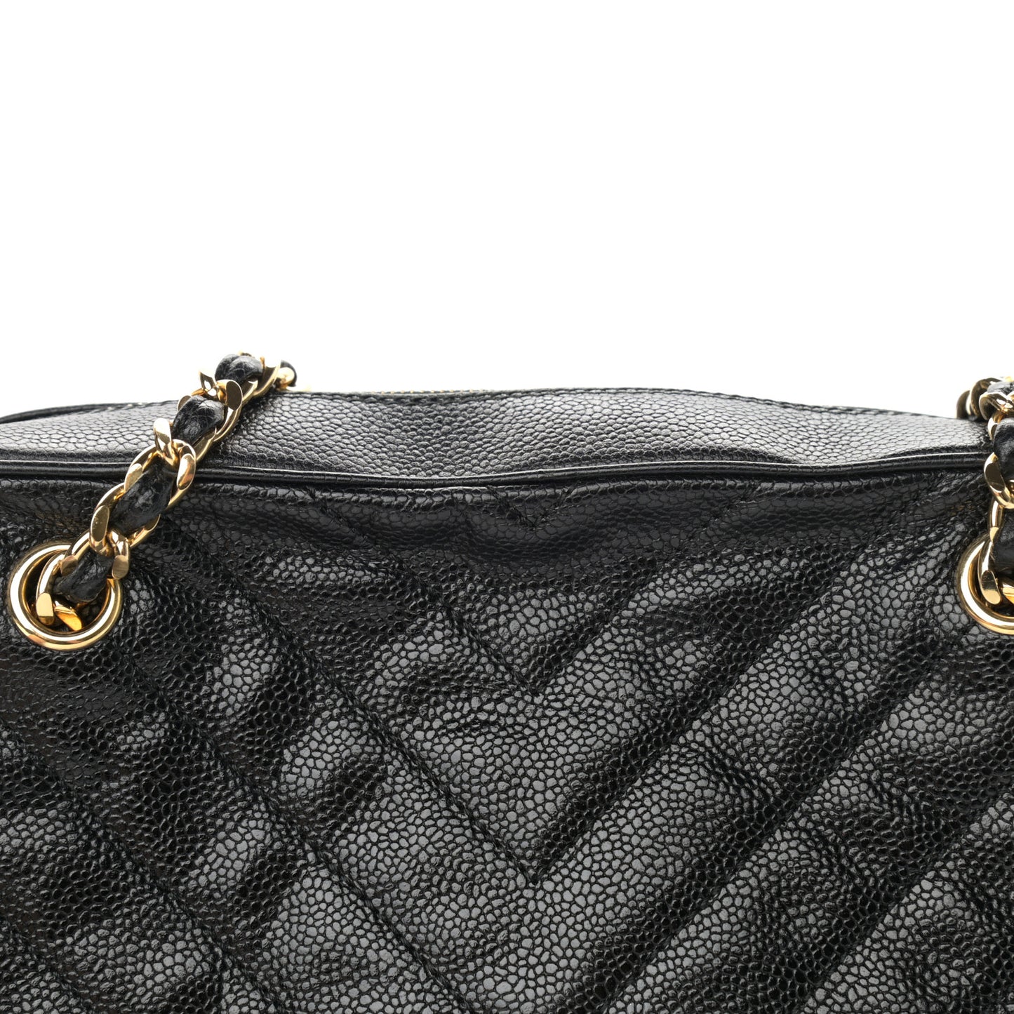 Caviar Chevron Quilted Camera Case Black