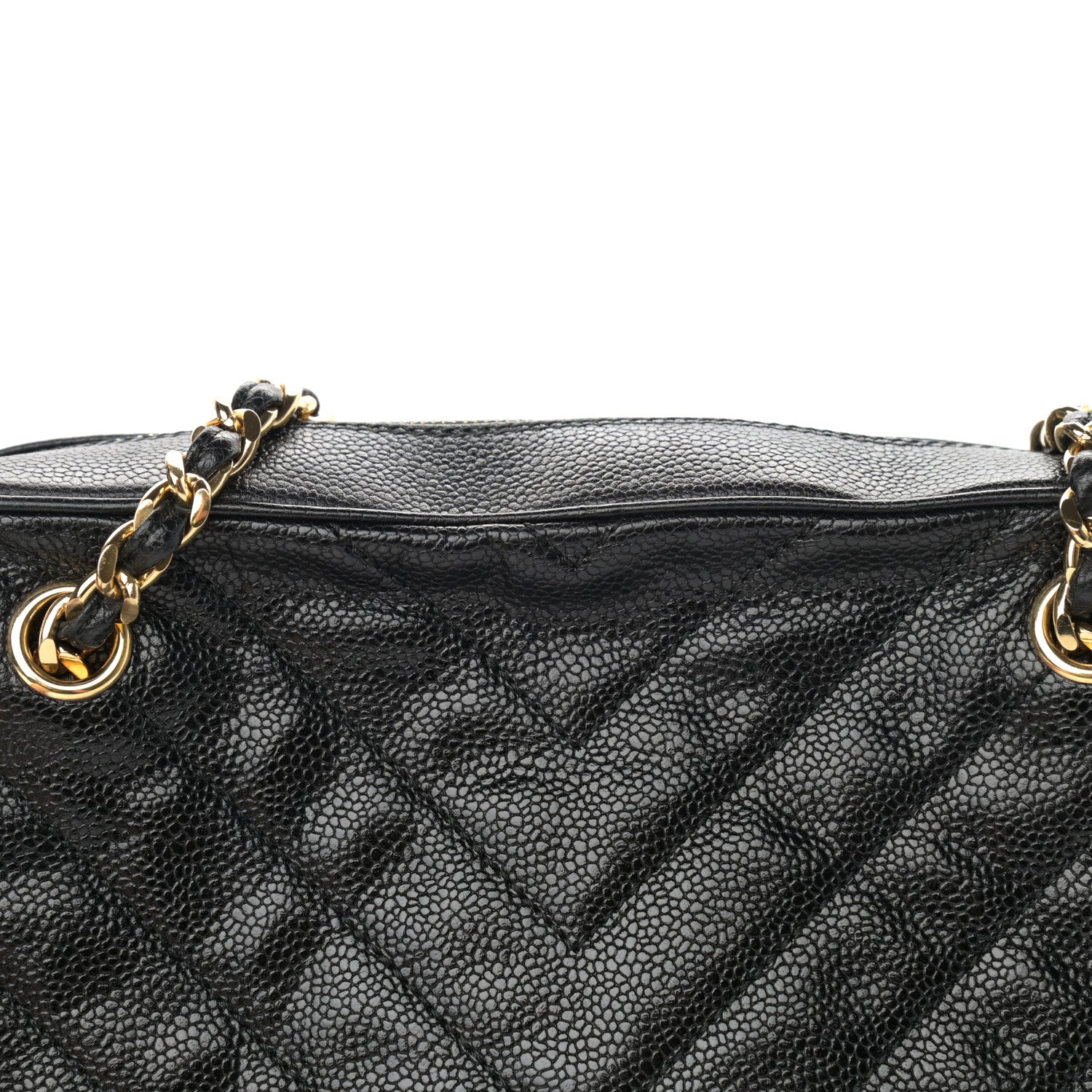 Chanel Caviar Chevron Quilted Camera Case Black 15 of 15