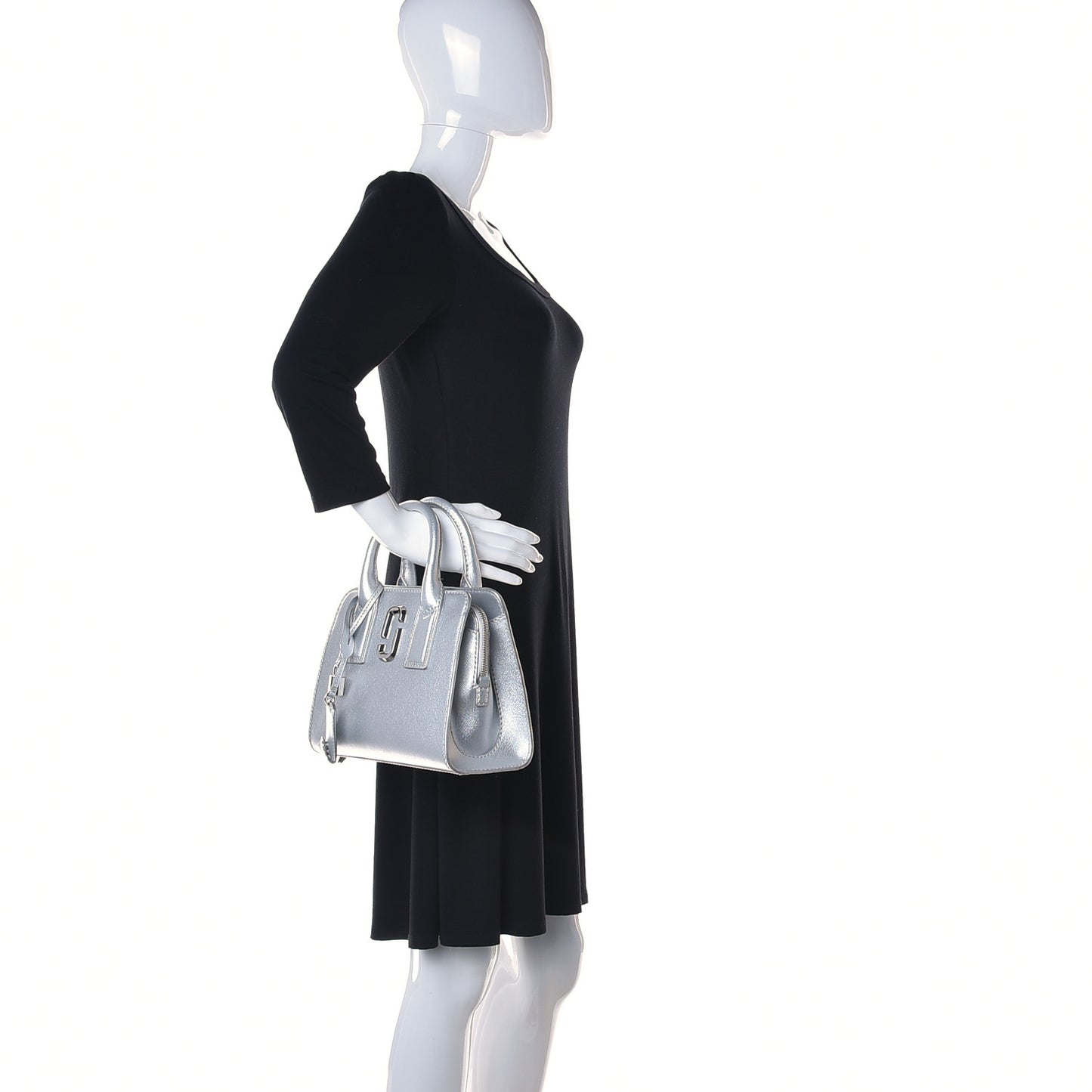Metallic Saffiano Big Shot Tote Silver