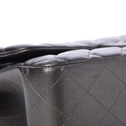 Chanel Metallic Lambskin Quilted Jumbo Double Flap Pewter 8 of 9