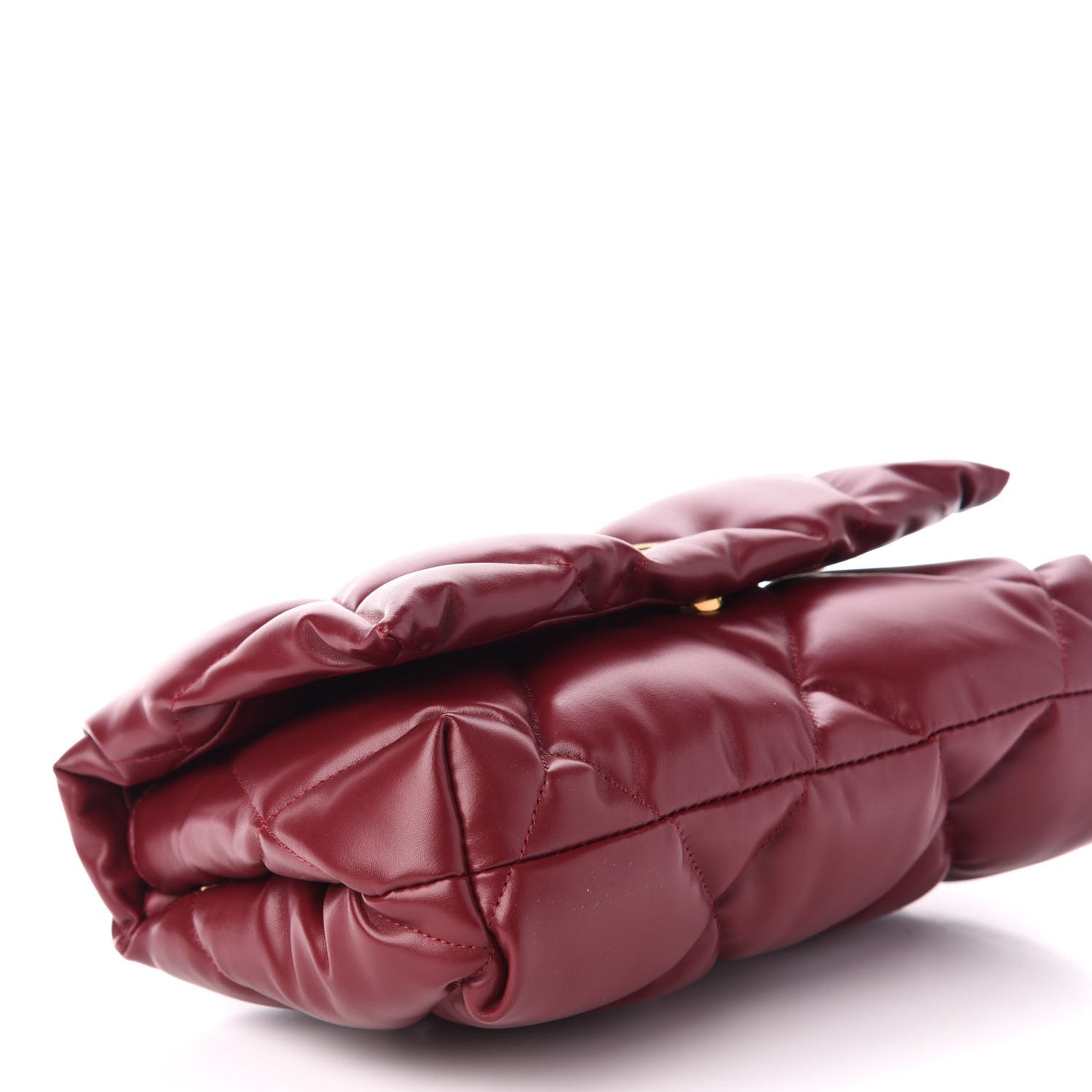 Nappa Calfskin Quilted Touch B Puffy Clutch Dark Red
