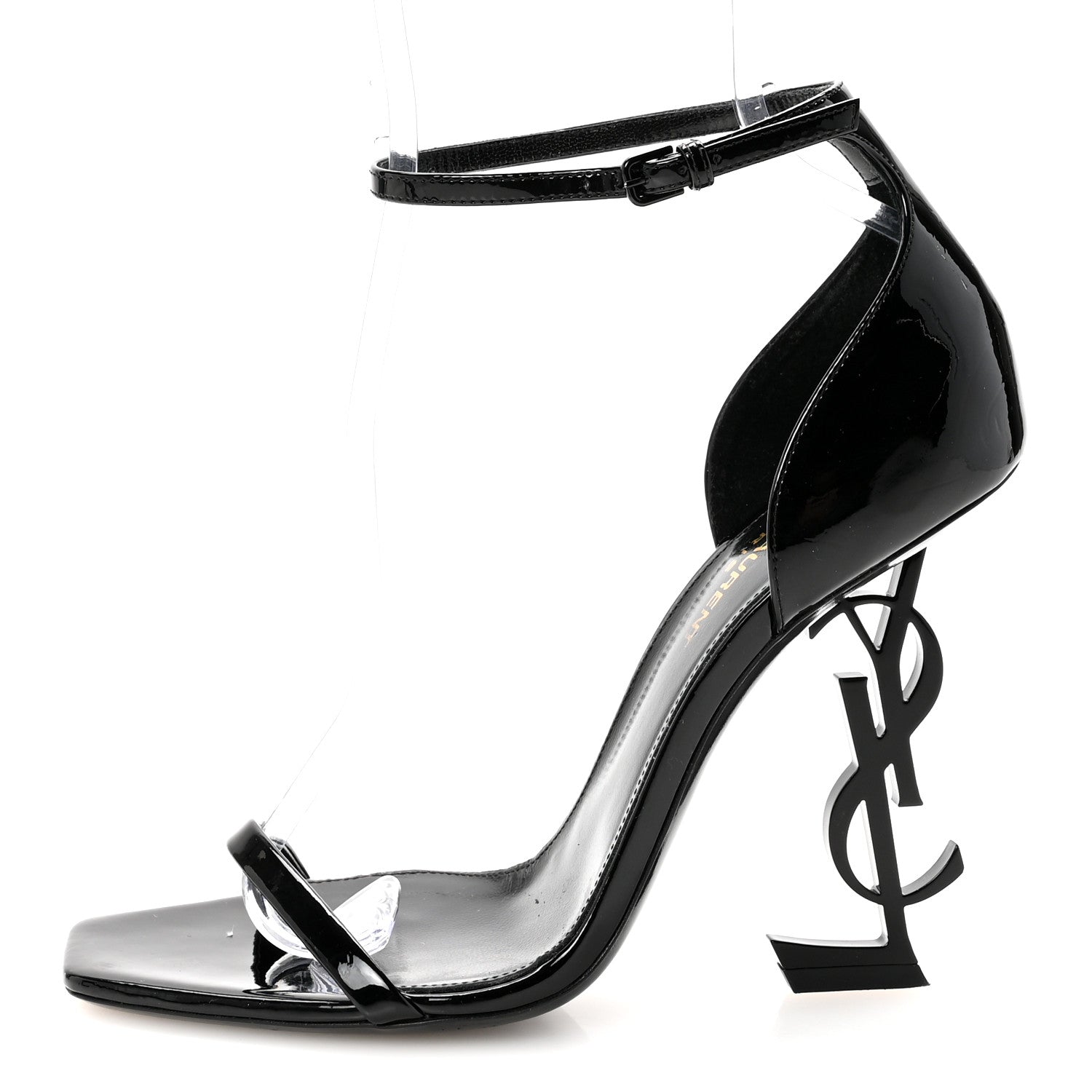 Saint Laurent Patent Calfskin Opyum 110 Sandals 38 Black 1 of 9