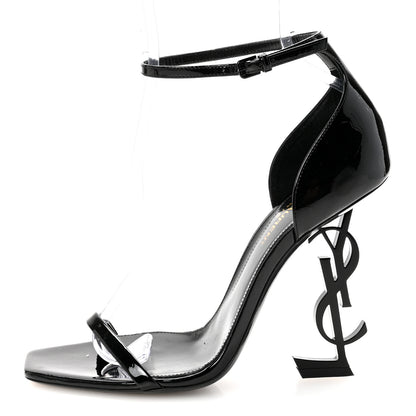 Saint Laurent Patent Calfskin Opyum 110 Sandals 38 Black 1 of 9