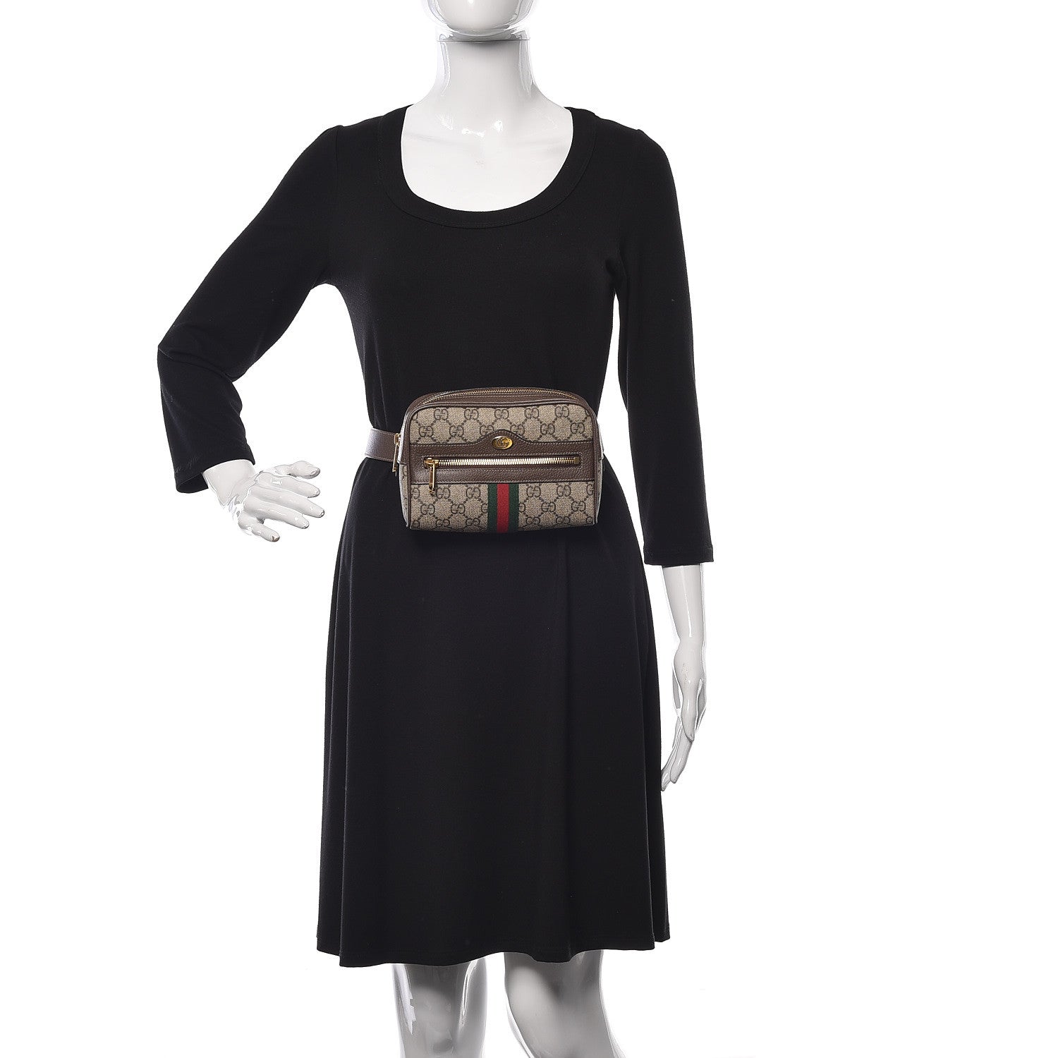 Gucci GG Supreme Monogram Web Small Ophidia Belt Bag 85 34 Dark Brown 2 of 9