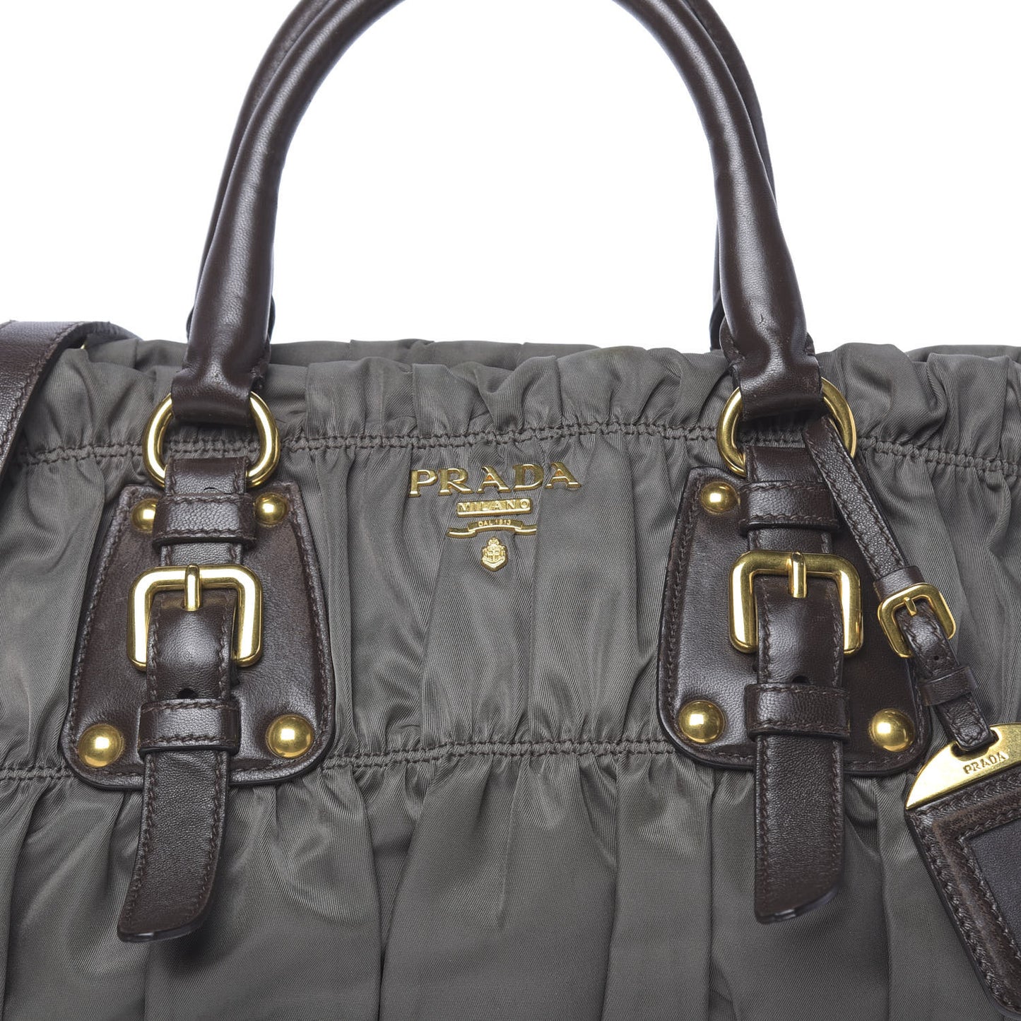 Tessuto Nylon Gaufre Shopping Satchel Fumo