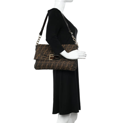 Fendi Zucca Patent Large Mia Shoulder Flap Tobacco 2 of 12