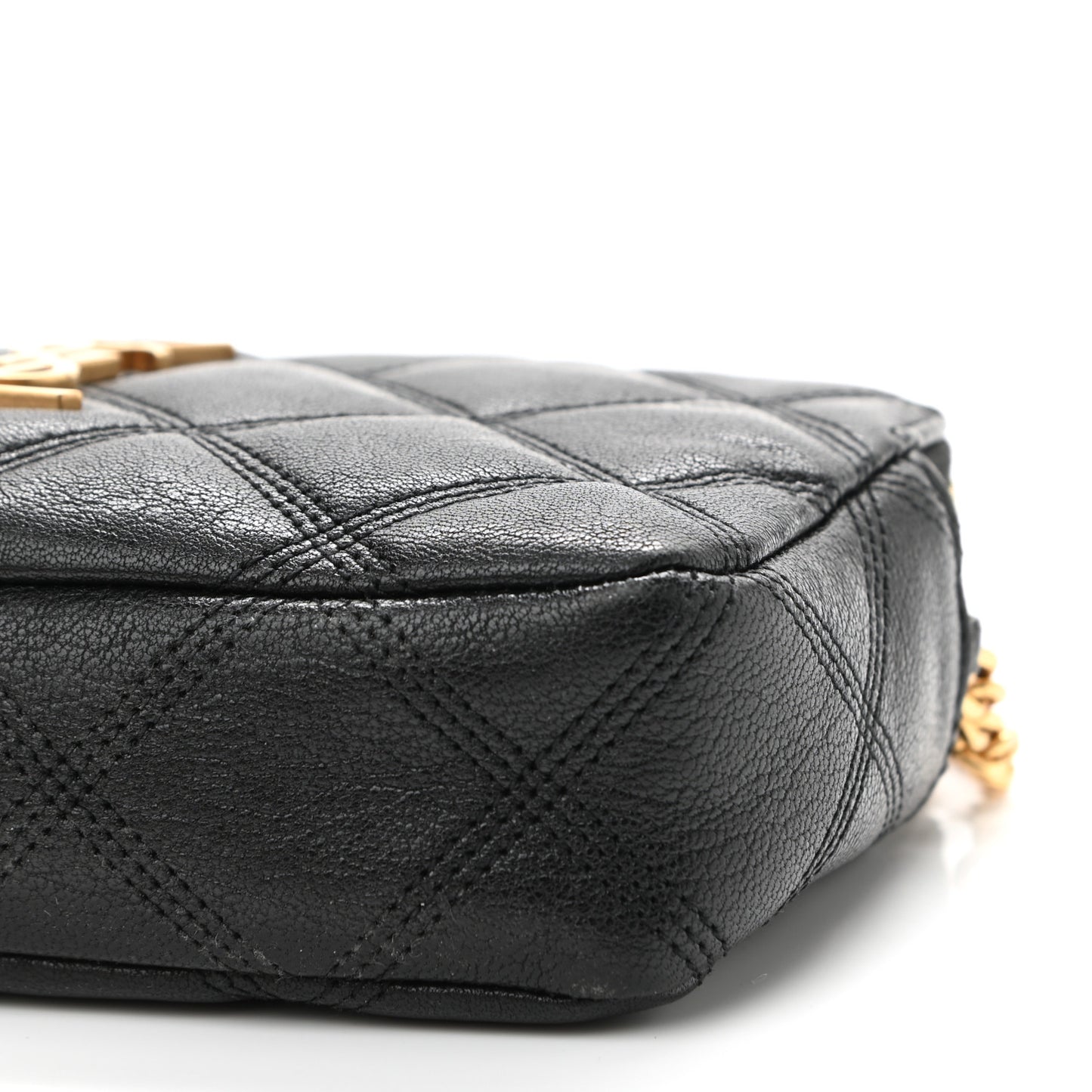 Grained Lambskin Quilted Mini Becky Double Zip Bag Black