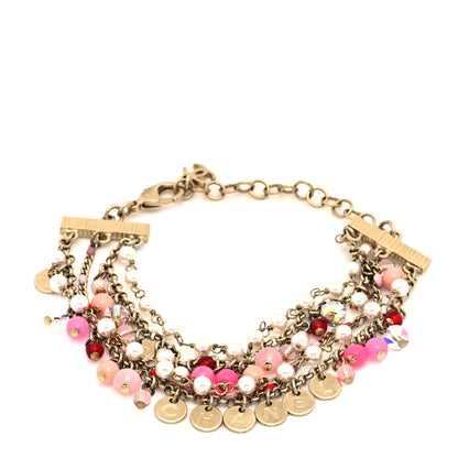 Chanel Pearl Bead CC Multi Strand Bracelet Gold Multicolor 1 of 5