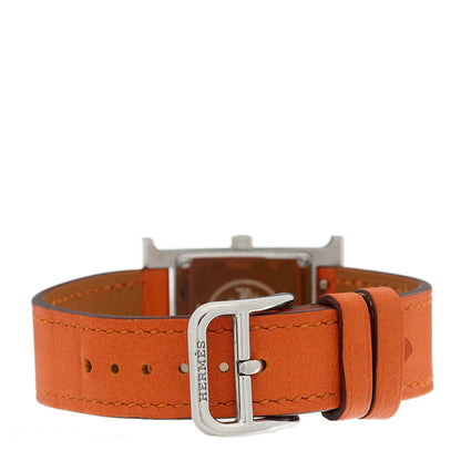 Hermes Stainless Steel Swift 21mm Heure H Hour Quartz Watch Orange 3 of 4