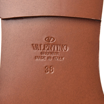 Valentino Garavani Grainy Cowhide Vlogo Flat Slide Sandals 38 Cuoio 6 of 11