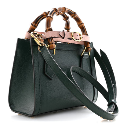 Gucci Textured Dollar Calfskin Web Mini Diana Tote Bag Vintage Green Pink 3 of 11