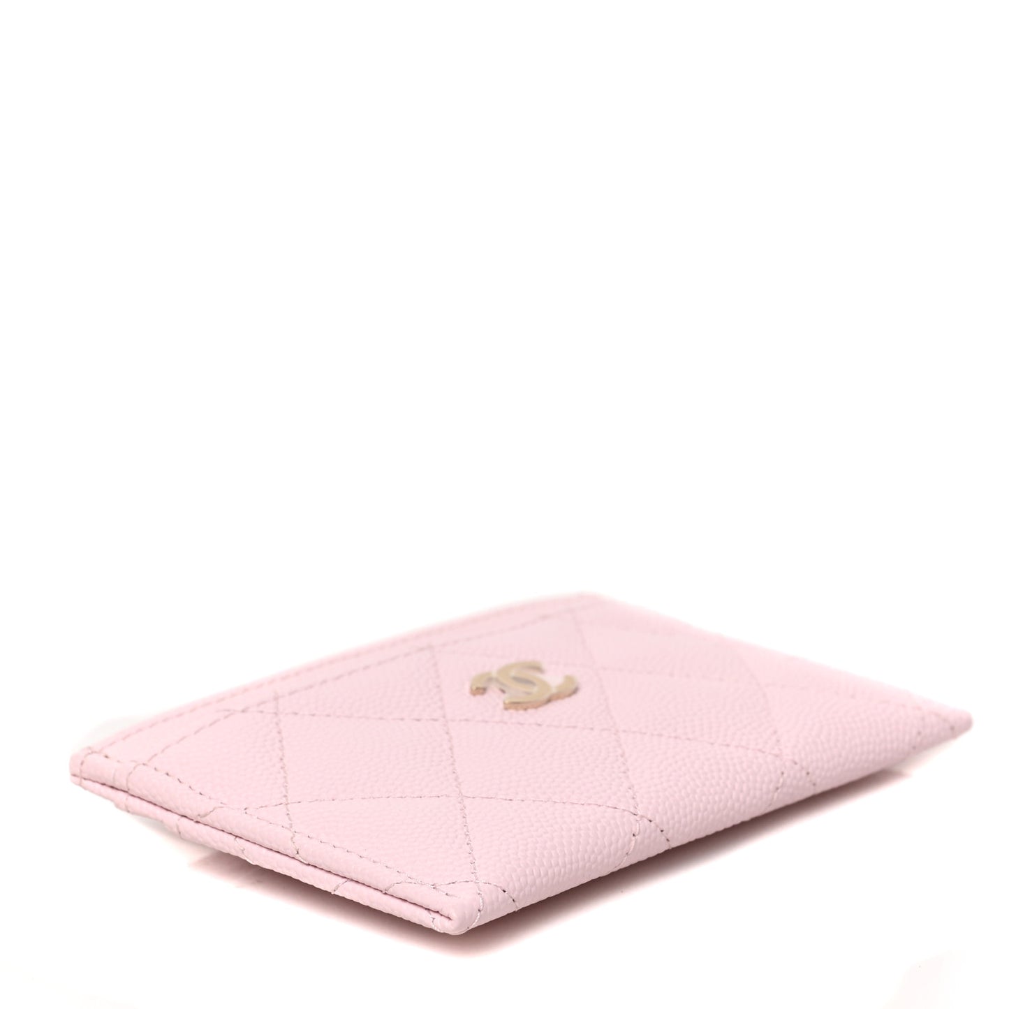 Caviar Quilted Card Holder Light Pink