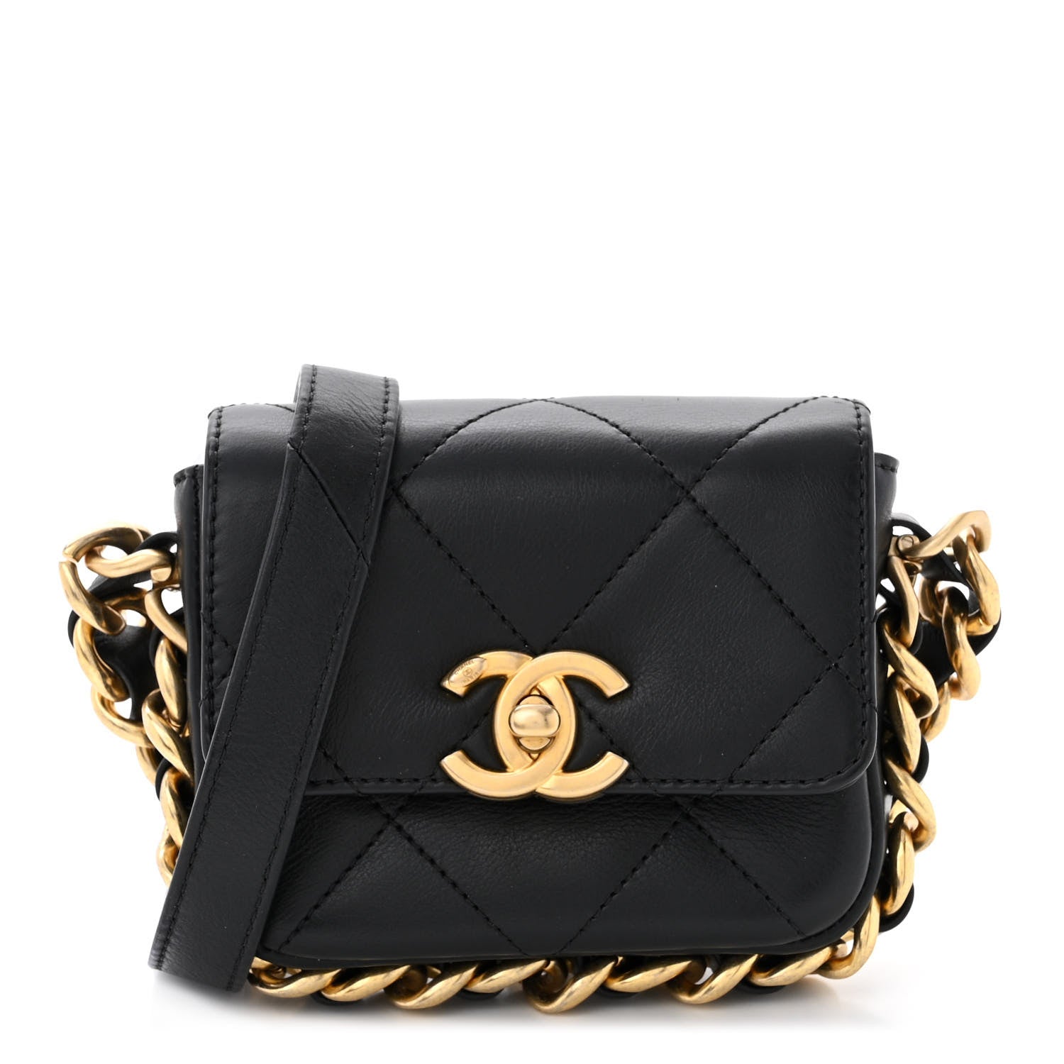 Chanel Calfskin Quilted Mini Framing Chain Bag Black 1 of 11