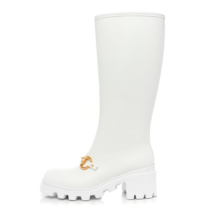 Gucci Rubber Horsebit Knee High Boots 39 Great White 1 of 8