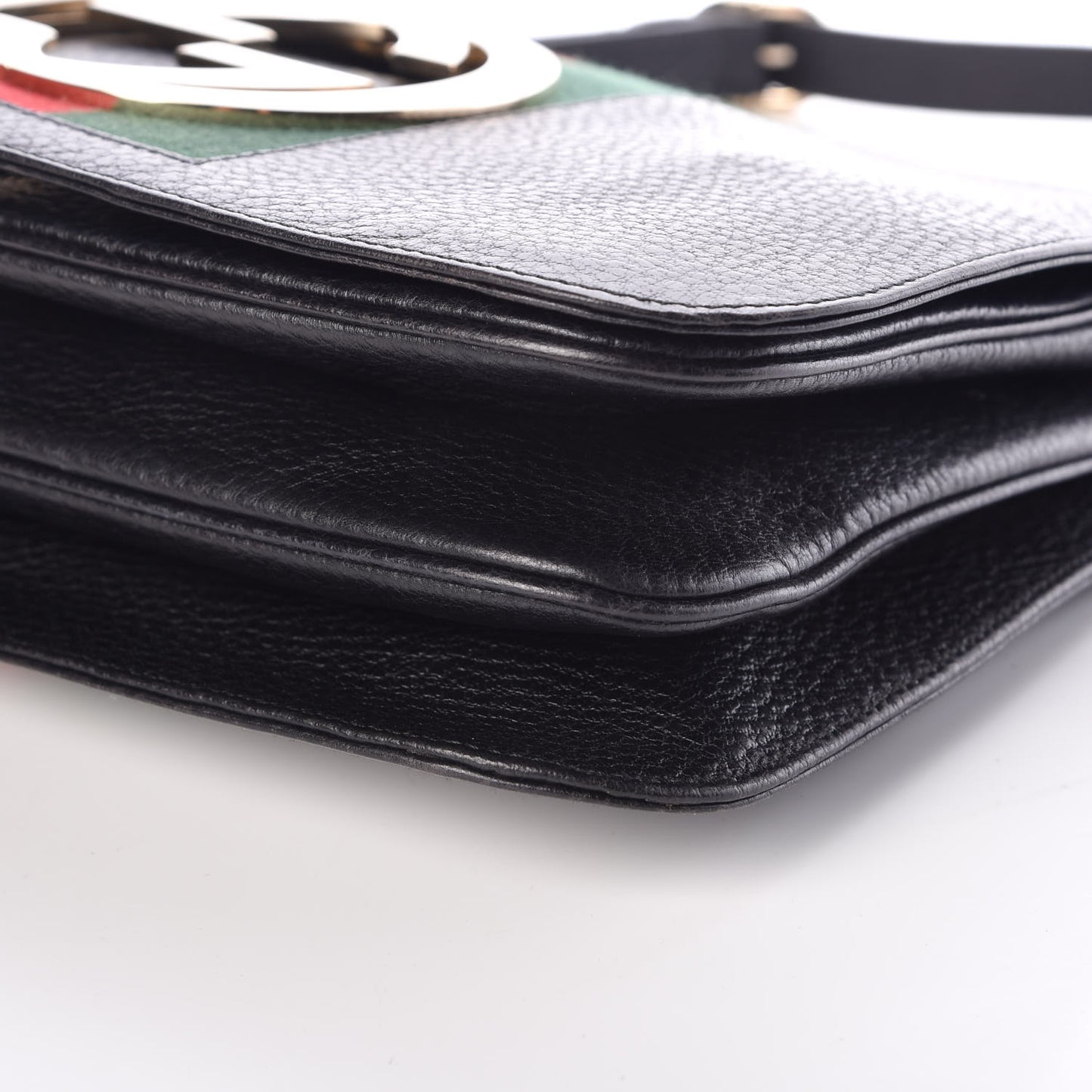 Pebbled Calfskin Web Blondie Hobo Black