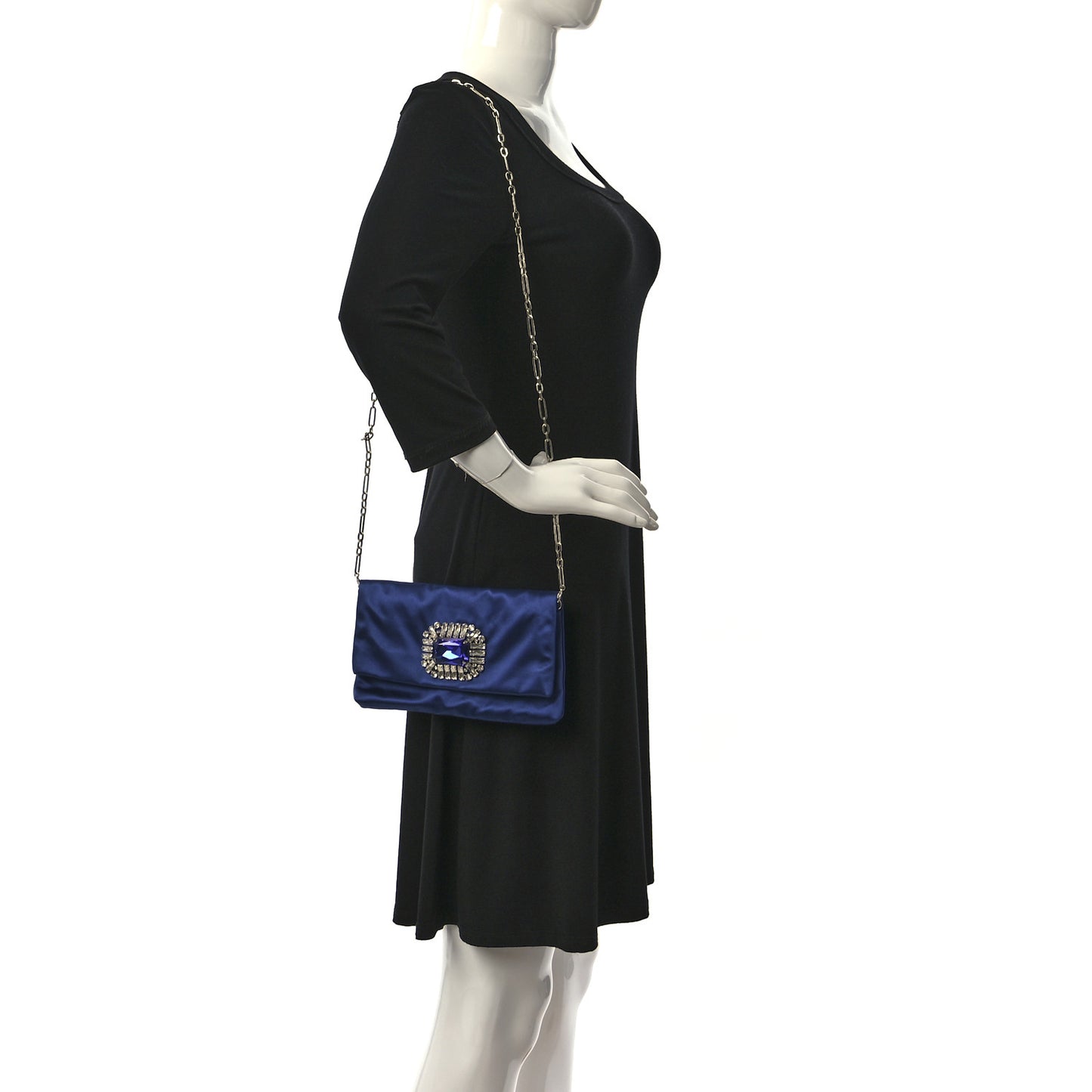 Satin Crystal Titania Clutch Blue