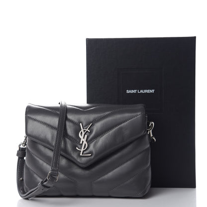 Saint Laurent Calfskin Y Quilted Monogram Toy Loulou Crossbody Bag Asphalt 11 of 11