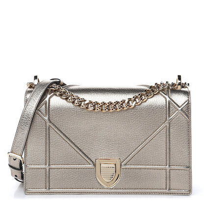 Christian Dior Metallic Grained Calfskin Medium Diorama Flap Bag Gold 1 of 9