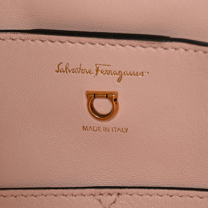 Salvatore Ferragamo Calfskin Gancini Embossed Trifolio Tote Bag Black 7 of 7