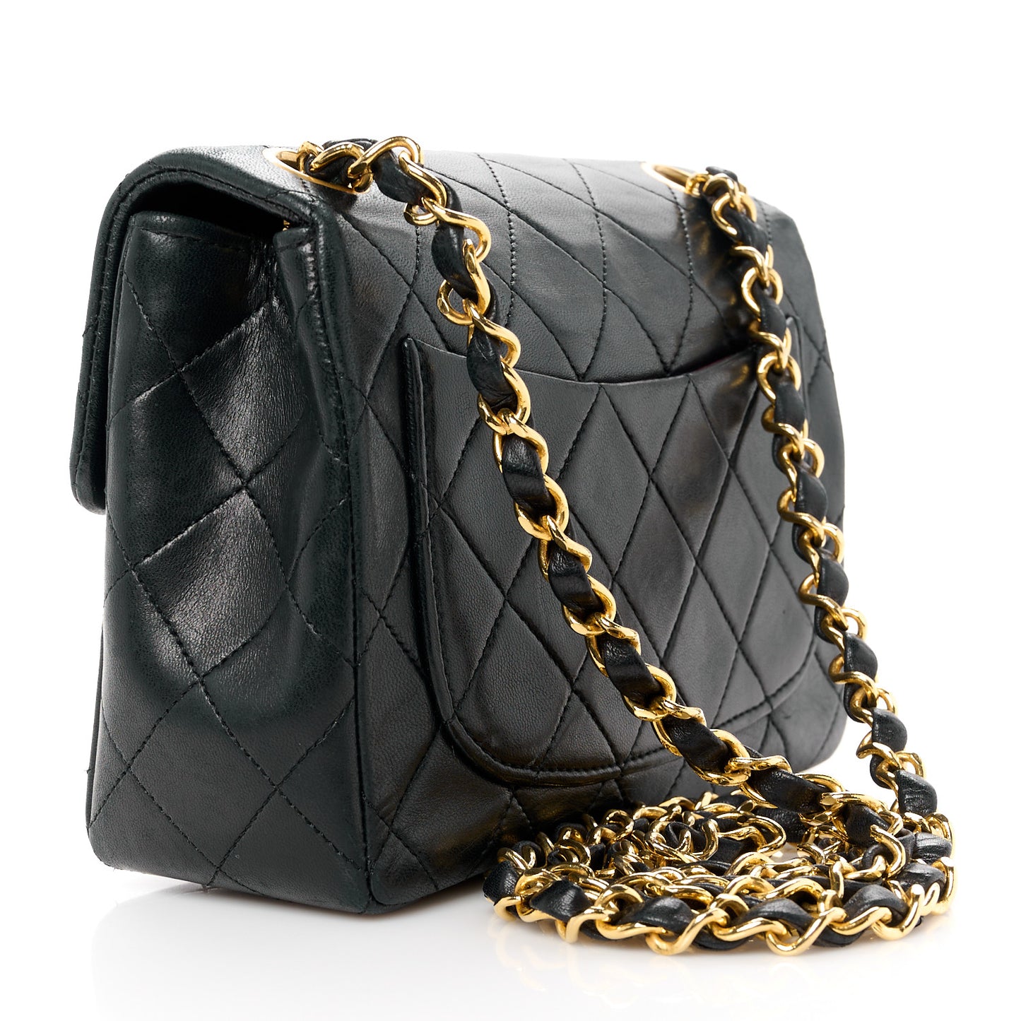 Lambskin Quilted Mini Square Flap Black