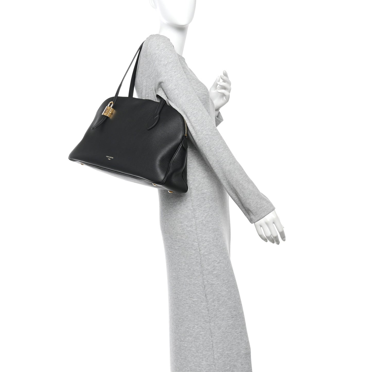 Grained Calfskin Low Key Duffle Tote Black