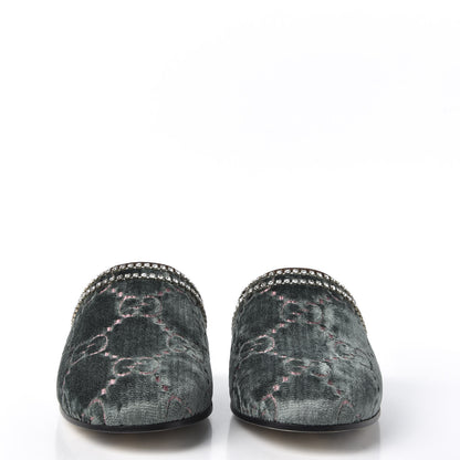 Gucci Velvet GG Monogram Crystal Womens Slippers 36.5 Avio Dusty Pink Vintage Cocoa 2 of 8