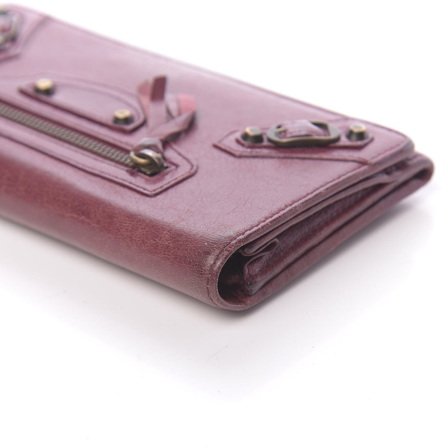 Agneau Classic Hardware Money Wallet Cassis