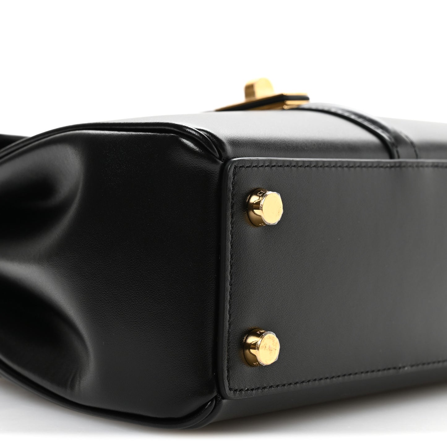 Satinated Calfskin Mini 16 Top Handle Bag Black