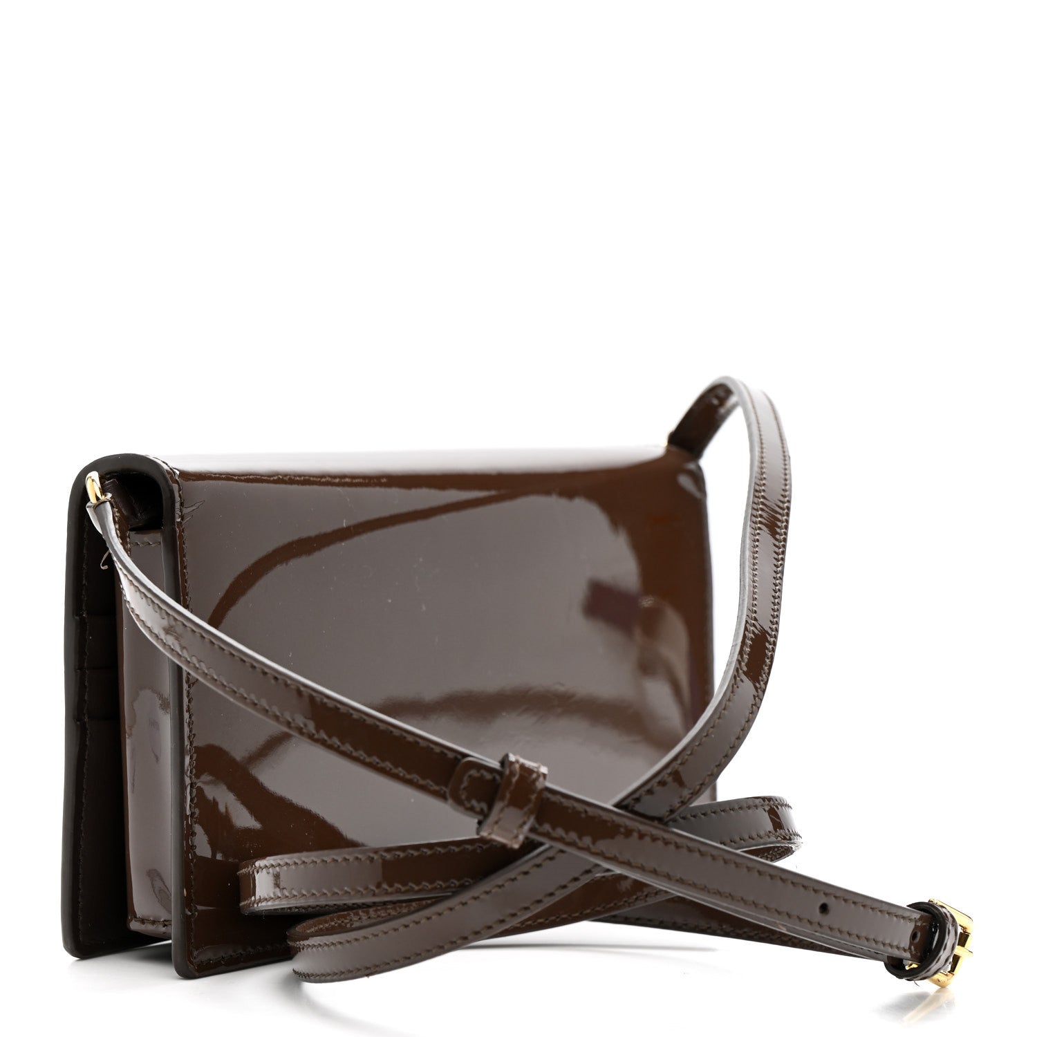 Dolce & Gabbana DOLCE GABBANA Patent DG Logo Crossbody Bag Brown 2 of 14