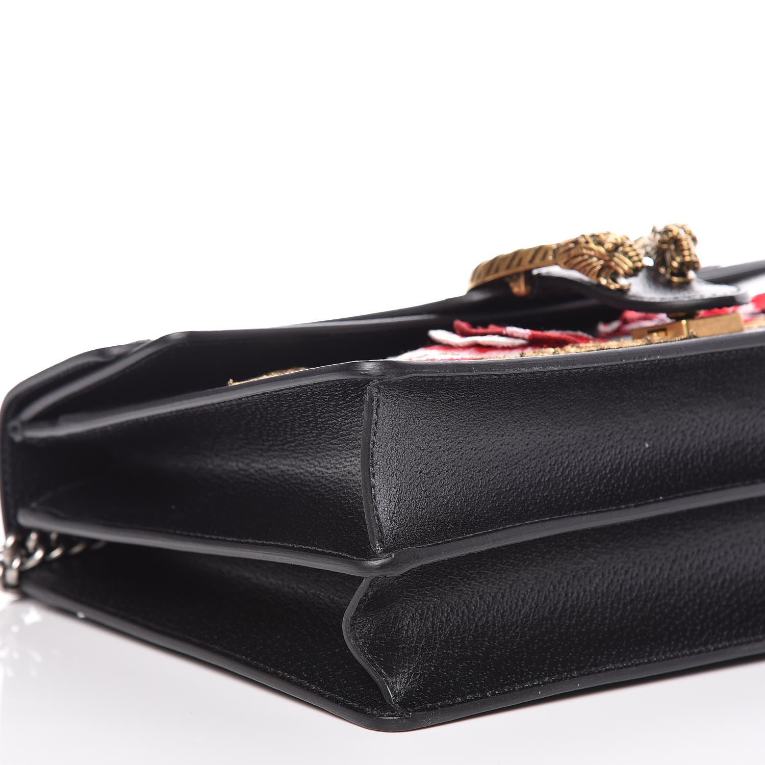 Gucci Calfskin Web Floral Embroidered Medium Dionysus Shoulder Bag Black 8 of 10
