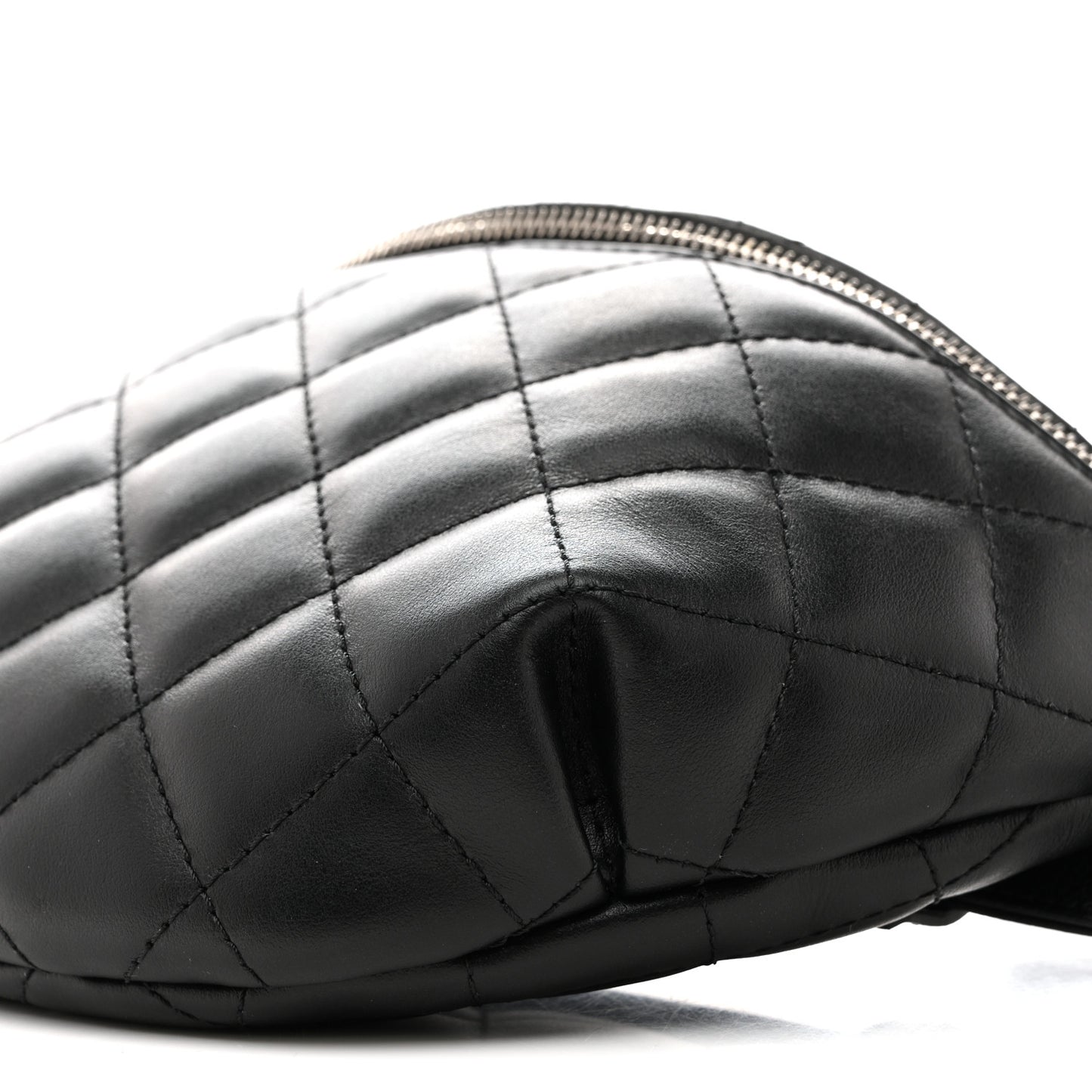 Lambskin Quilted Waist Belt Bag Black