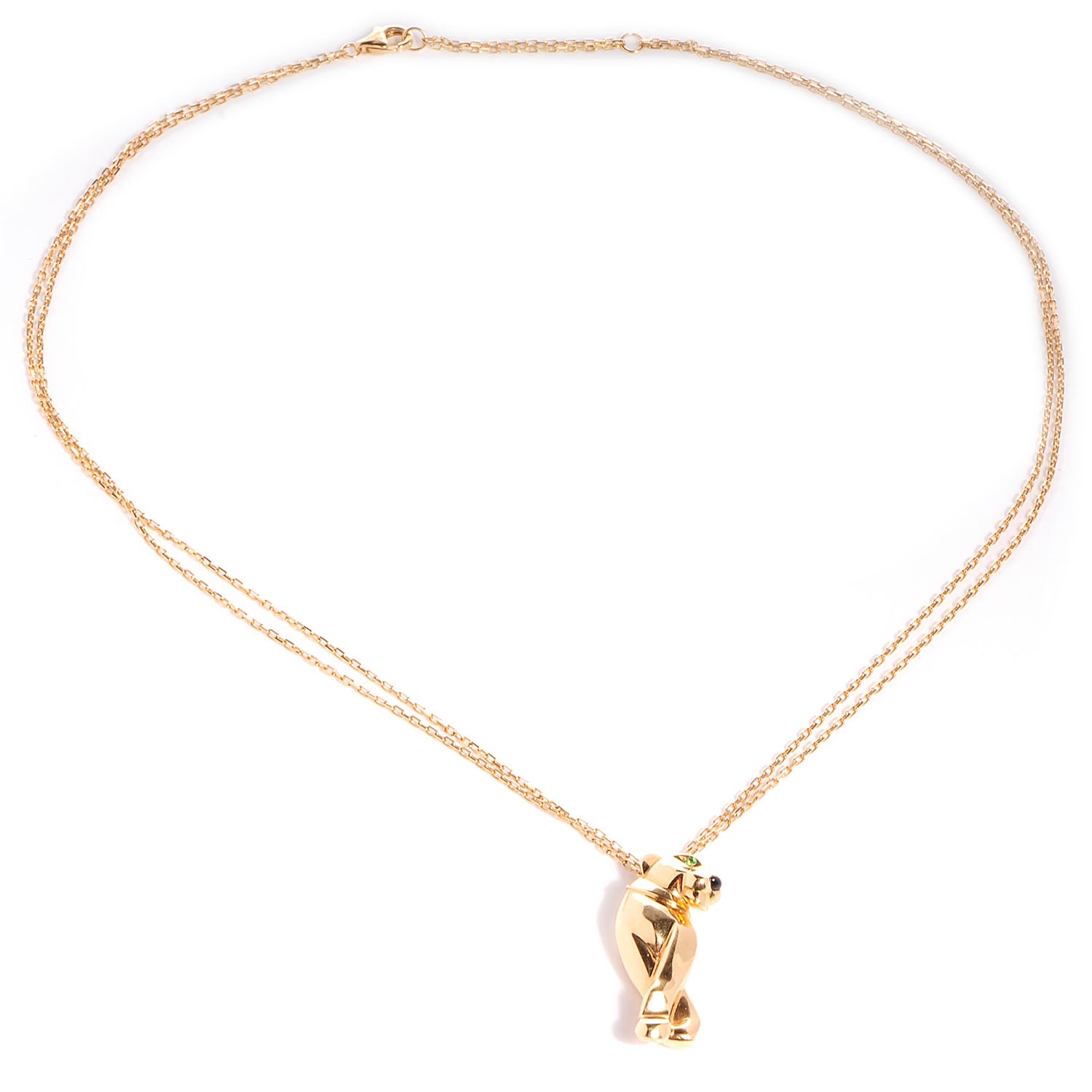 Cartier 18k Yellow Gold Tsavorite Onyx Panthere de Necklace 3 of 9