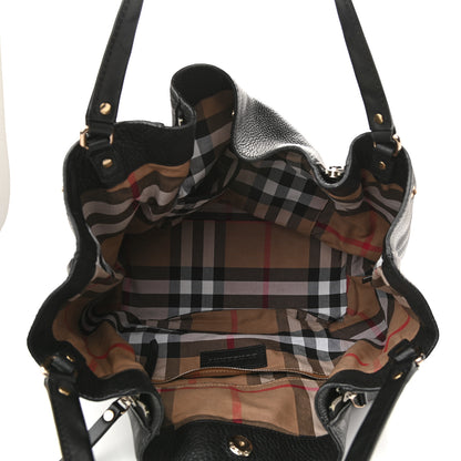 Burberry Grainy Calfskin House Check Medium Maidstone Black 8 of 14