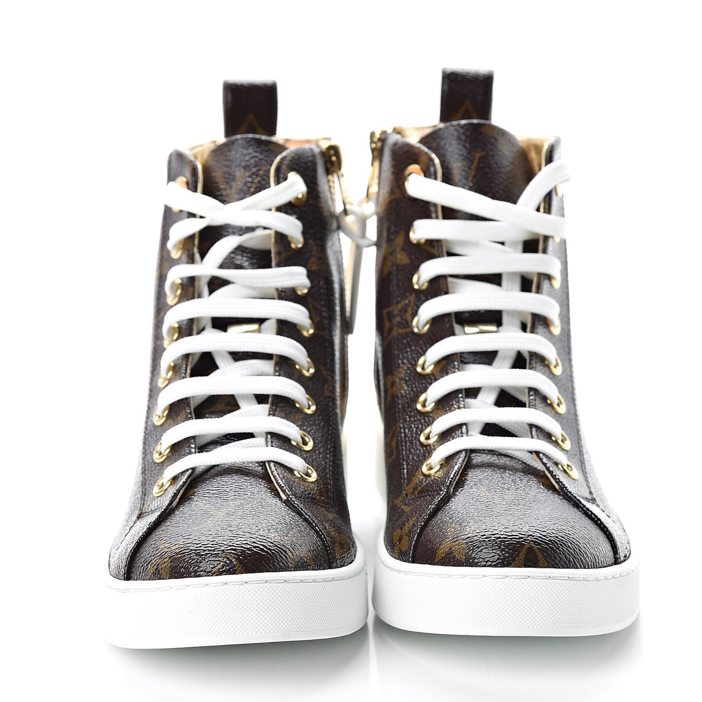 Patent Monogram Stellar Sneaker Boots 36 Gold