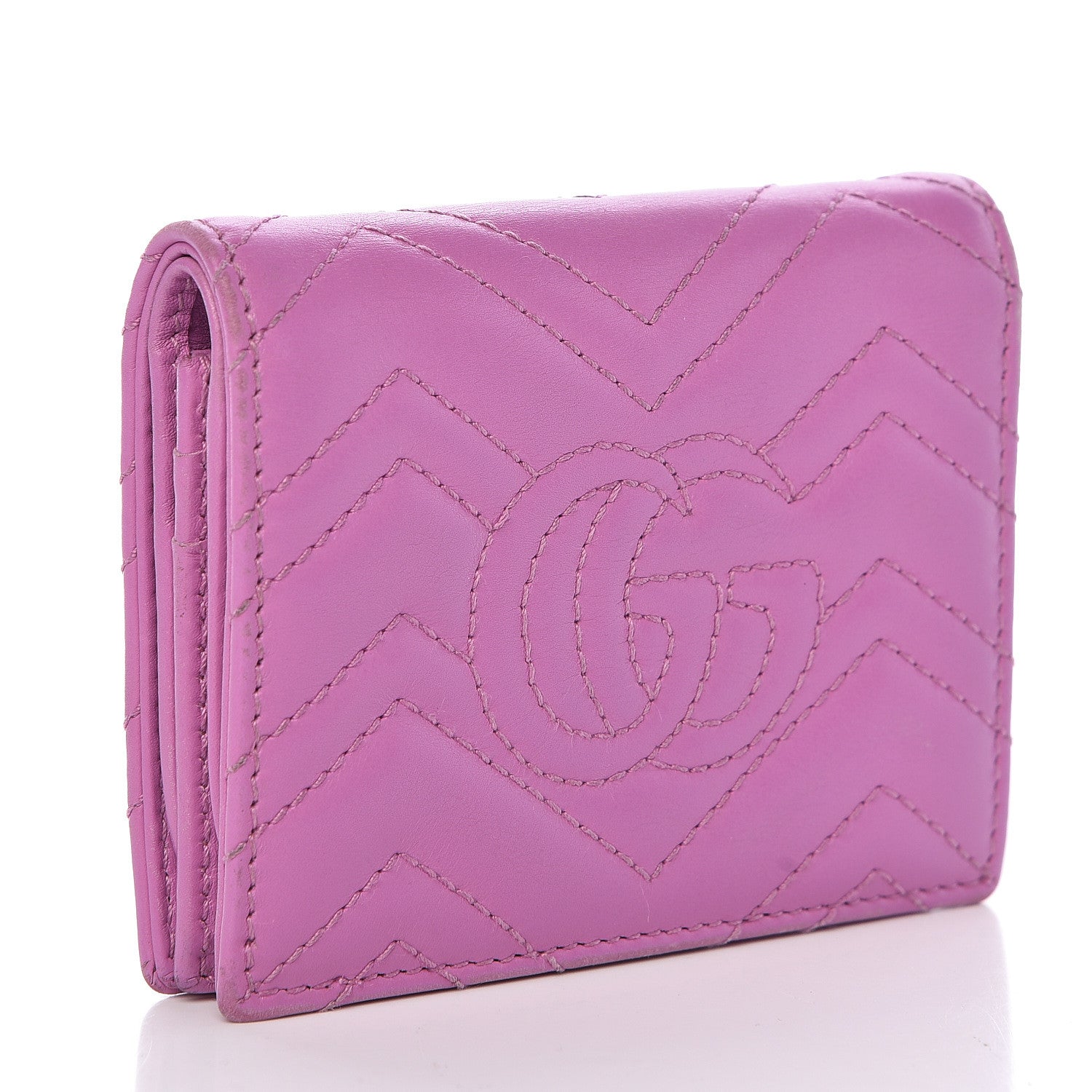 Gucci Calfskin Matelasse GG Marmont Card Case Candy Mousse 3 of 15