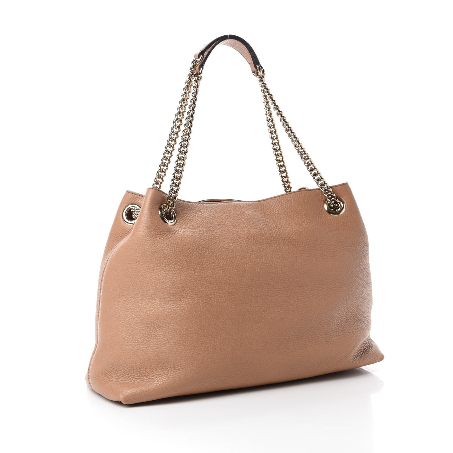 Pebbled Calfskin Medium Soho Chain Shoulder Bag Rose Beige