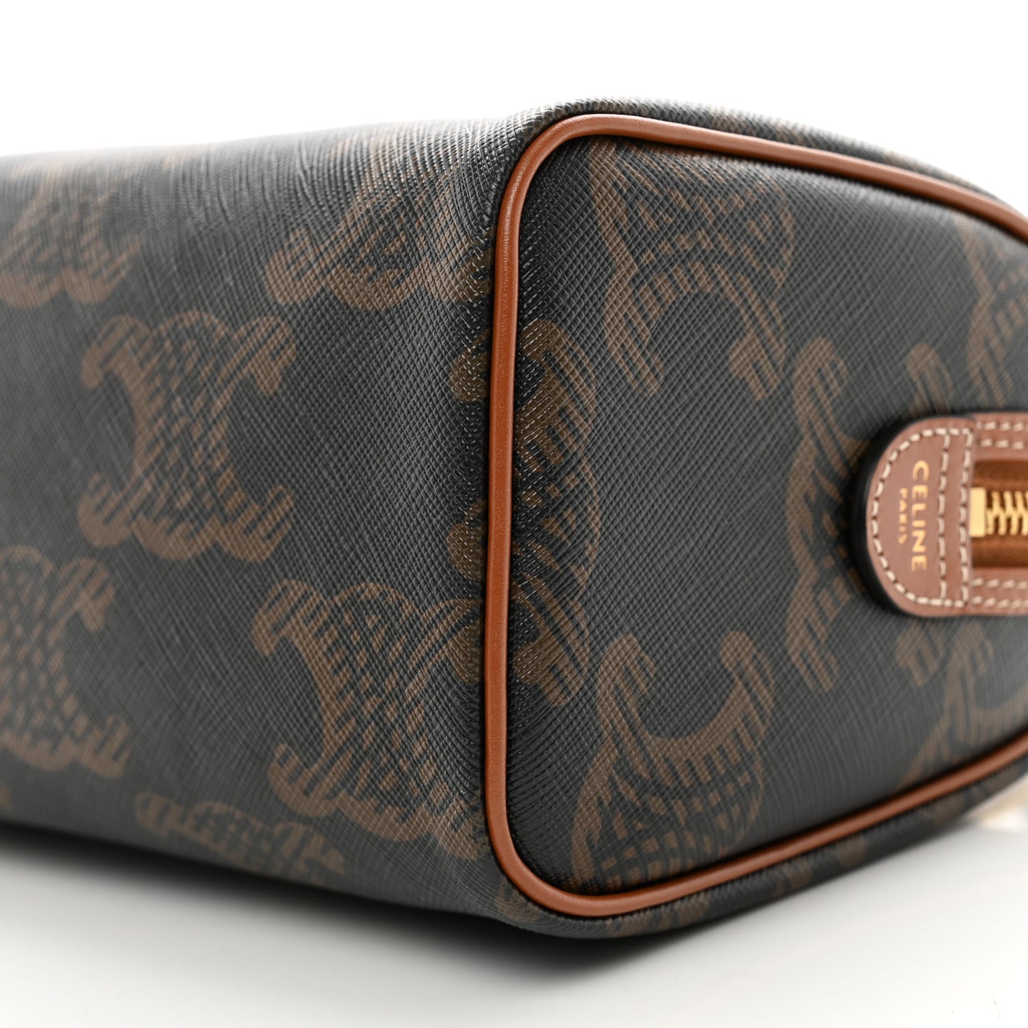 Triomphe Canvas XL Calfskin Small Boston Bag Tan