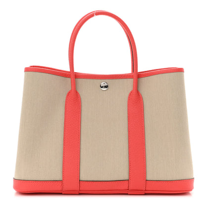 Hermes Toile Militaire Vache Country Garden Party 30 TPM Tote Beton Rose Texas 1 of 9