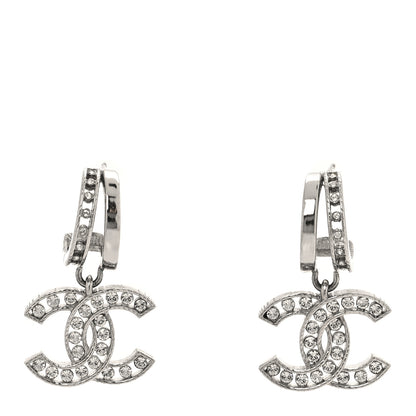 Chanel Crystal CC Drop Earrings Silver 1 of 5