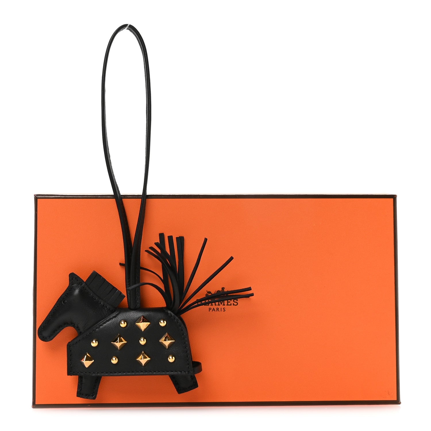 Hermes Milo Lambskin Studded Grigri Rodeo Robeo Rock Horse Bag Charm PM Black 5 of 5