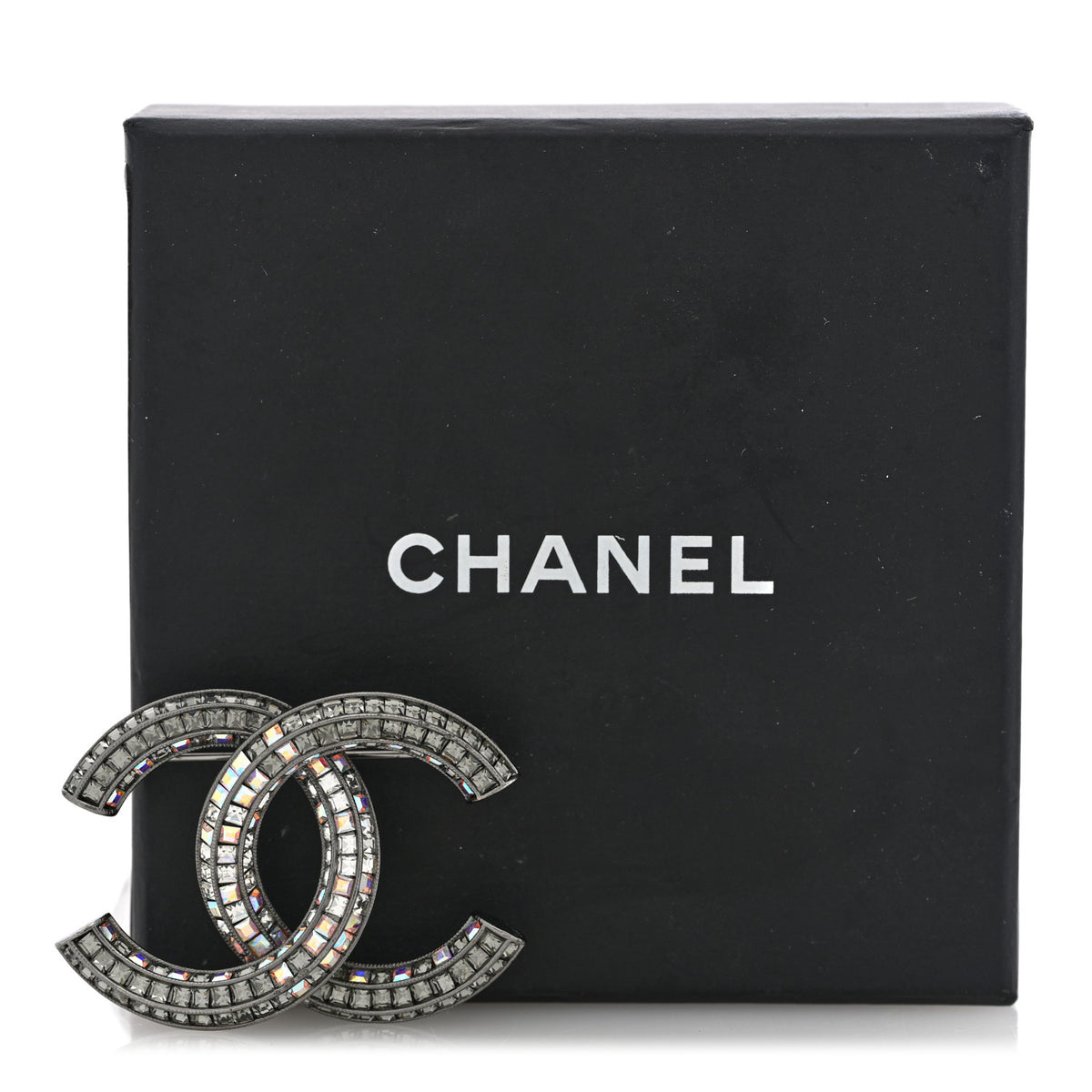 Chanel Ruthenium Crystal Baguette CC Brooch Multicolor 4 of 4