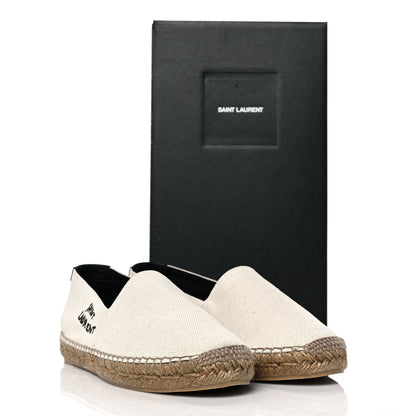 Saint Laurent Canvas Nappa Elba Light Logo Embroidered Espadrilles 40 Ecru 9 of 9