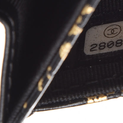 Chanel Calfskin Crocodile Embossed Graffiti 2.55 Cocodile Reissue Flap Card Holder Black Gold 8 of 12